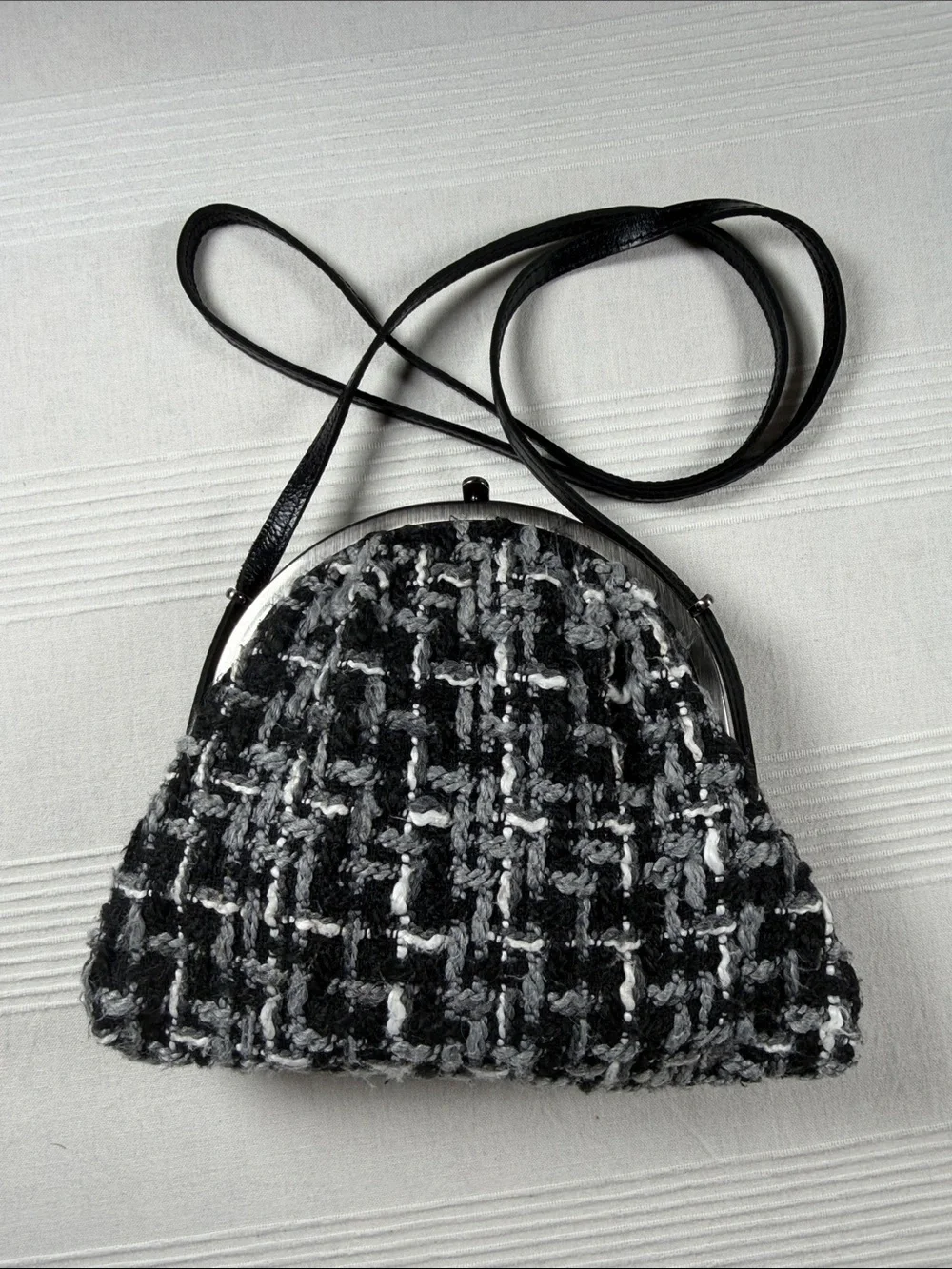 Patricia Nash Black & Gray Tweed Crossbody Bag